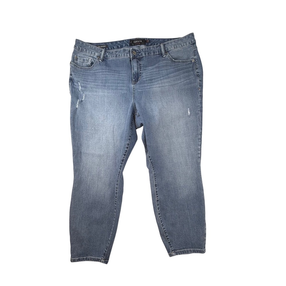 Torrid Premium Denim‎ Jeans 22R High Rise Curvy Blue Wash Distressed